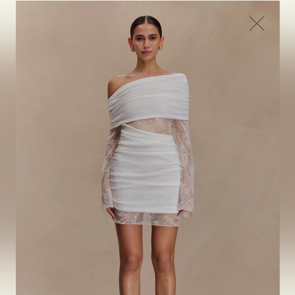 Meshki Luxie
Lace Knit Mini Dress - Ivory